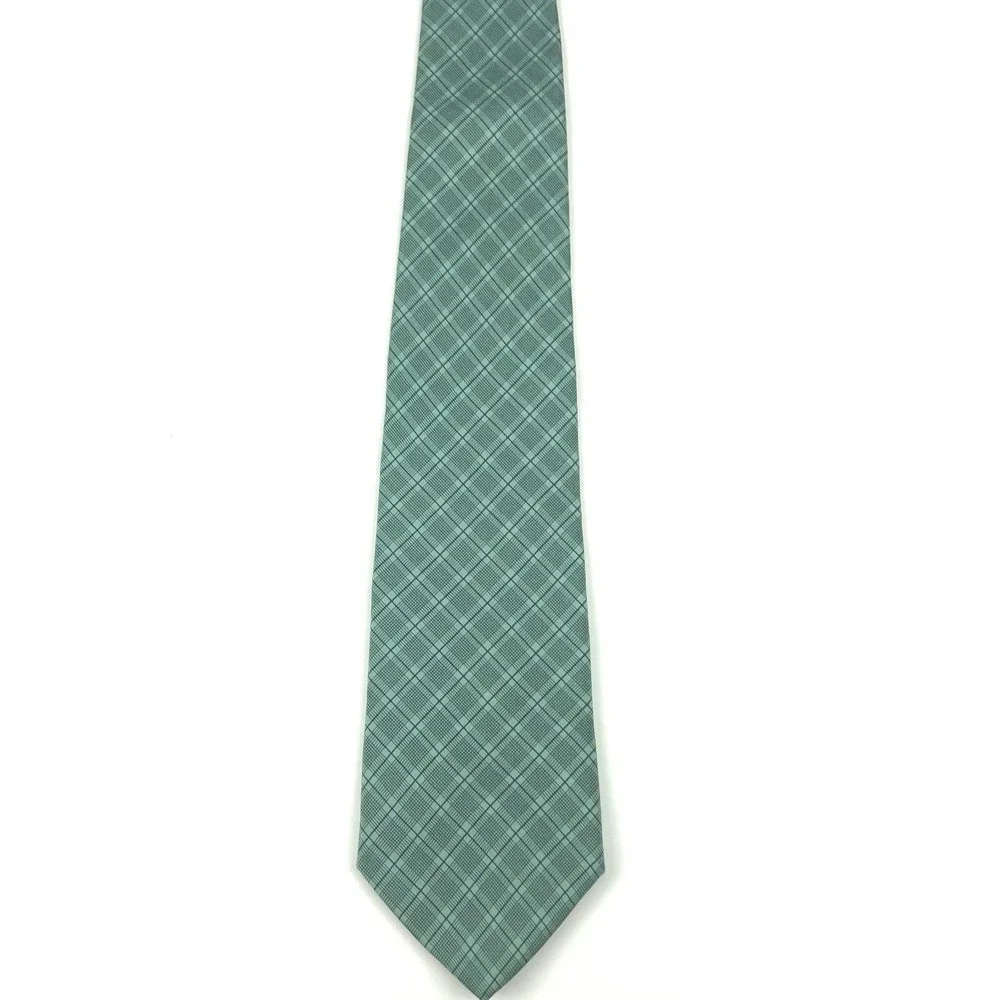 Brooks Brothers Men's 100% Silk Green Black Striped Plaid Necktie Tie NWT NEW